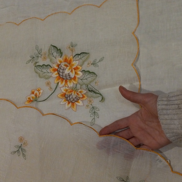 Vintage Floral Embroidered Table Cover, Set of Two - Picture 10 of 10